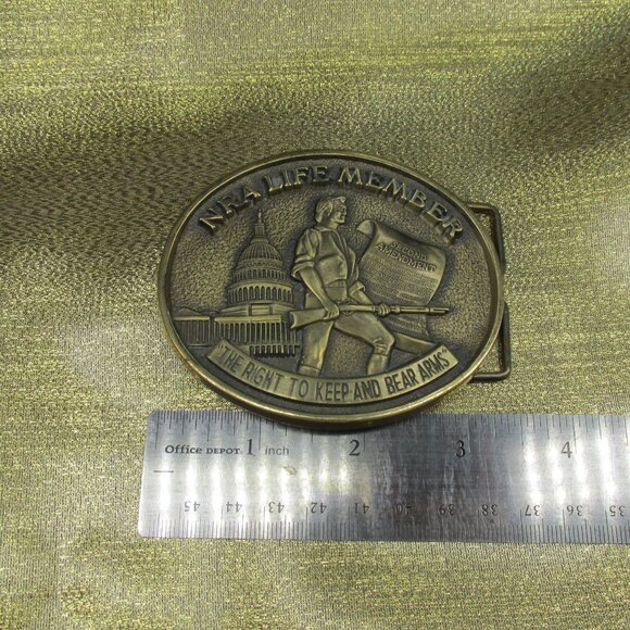 Vintage Jadco  NRA Life Member "The Right Keep And Bear Arms" Solid Brass " - Picture 4 of 4